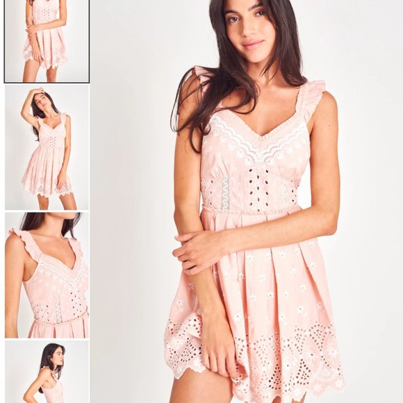 Love Shack Fancy New Pink Mochi Mini Dress Size 6 - Picture 1 of 6